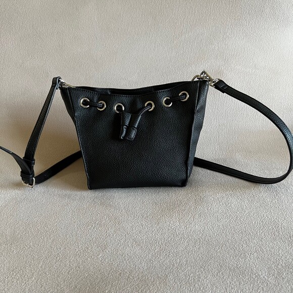 Steve Madden Hobo Bmelisa Shoulder Purse Satch Black Silver Faux Leather Cross B - Picture 2 of 11